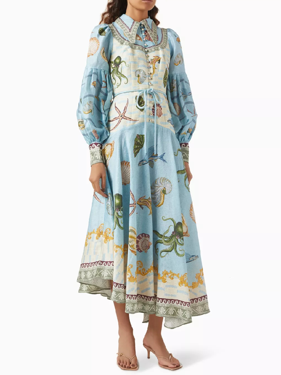 Linen Blend Midi Shirtdress