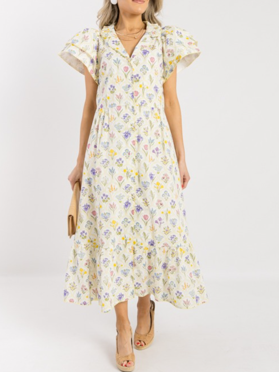 White Bloom Midi Dress