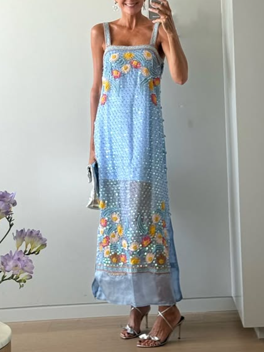 Silk Sunny Embellished Midi Dress