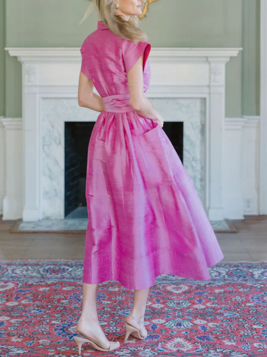 Elegant Rose Silk Dress