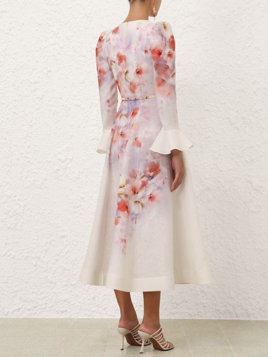 Crush Frill Sleeved Midi Dress
