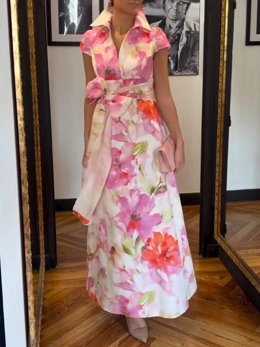 Elegant Floral Belted Dress