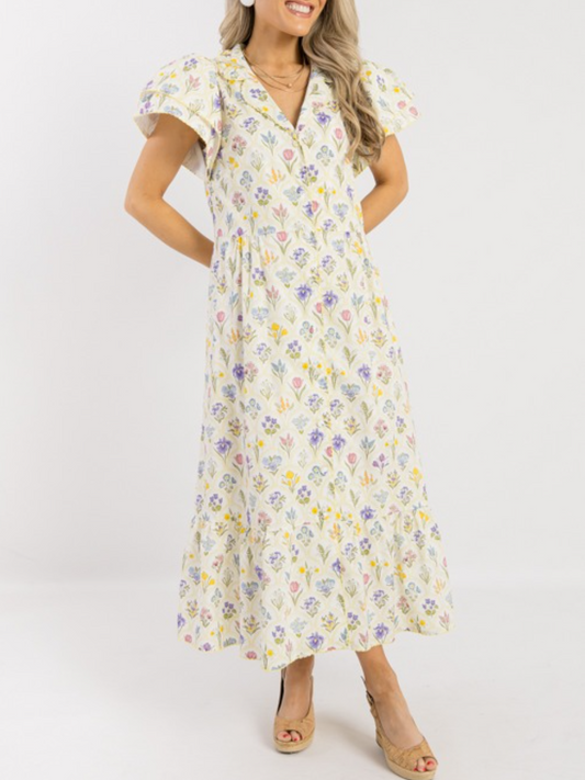 White Bloom Midi Dress