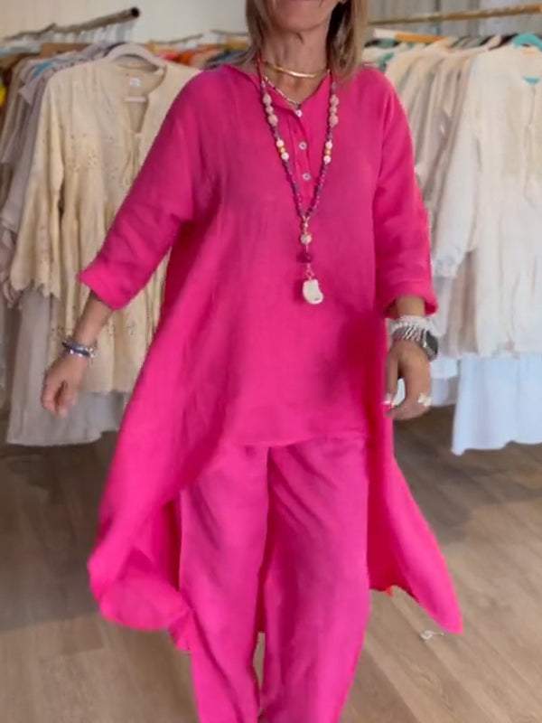 Women's Linen Casual Two Piece Set