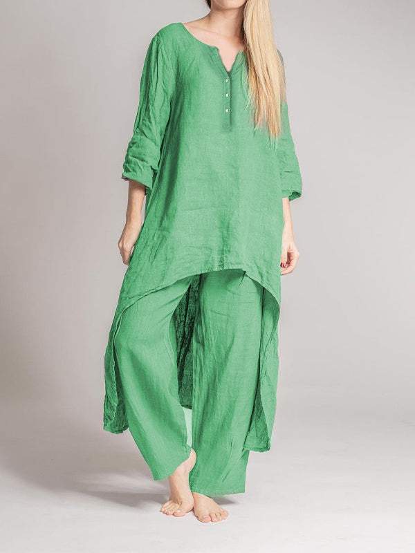 Women's Linen Casual Two Piece Set