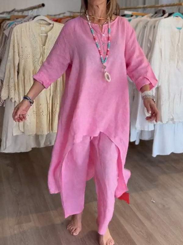 Women's Linen Casual Two Piece Set