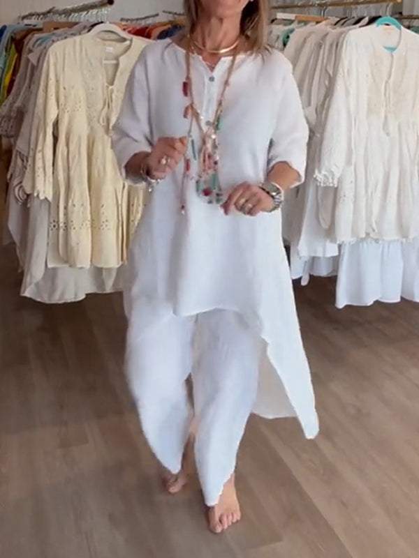 Women's Linen Casual Two Piece Set