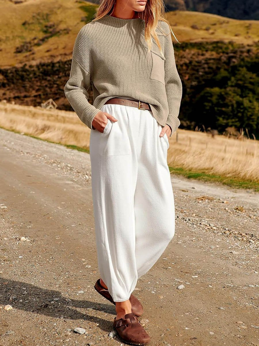 Long Sleeve Knitted Sweater Two-Piece Set