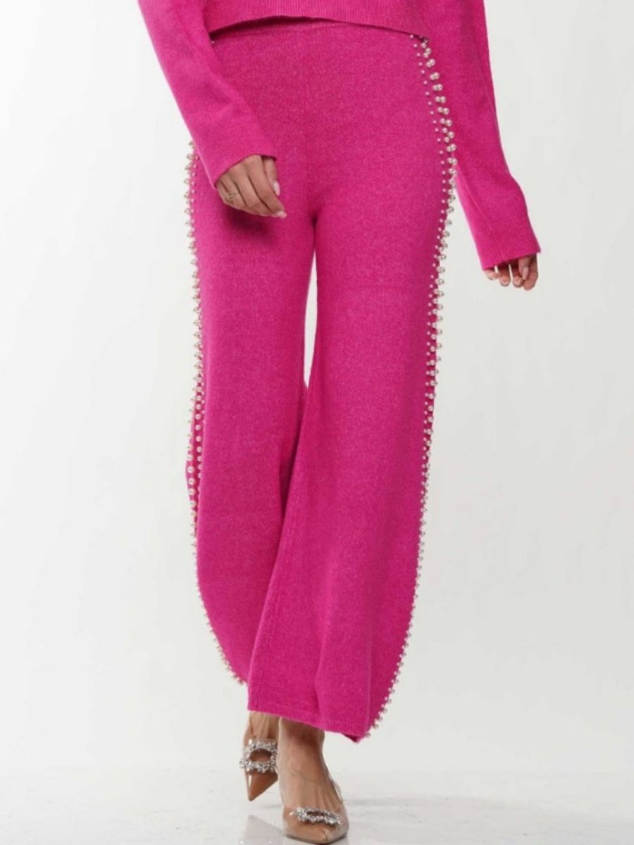 Pearl Trim Knitted Set