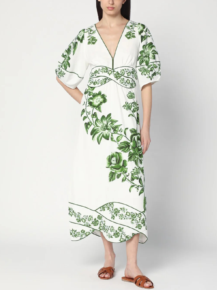 Green Yard Linen Midi Dress