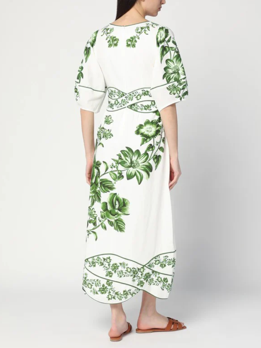 Green Yard Linen Midi Dress