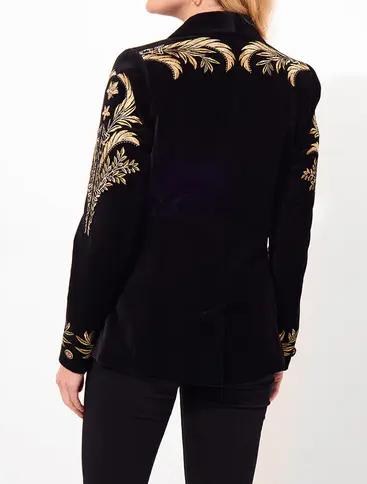 Embroidery Statement Velvet Blazer