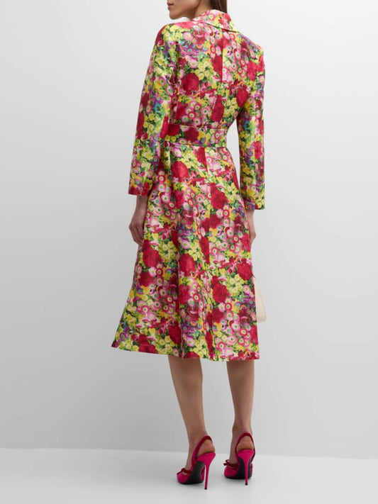 Elegant Floral Wrap Dress Coat