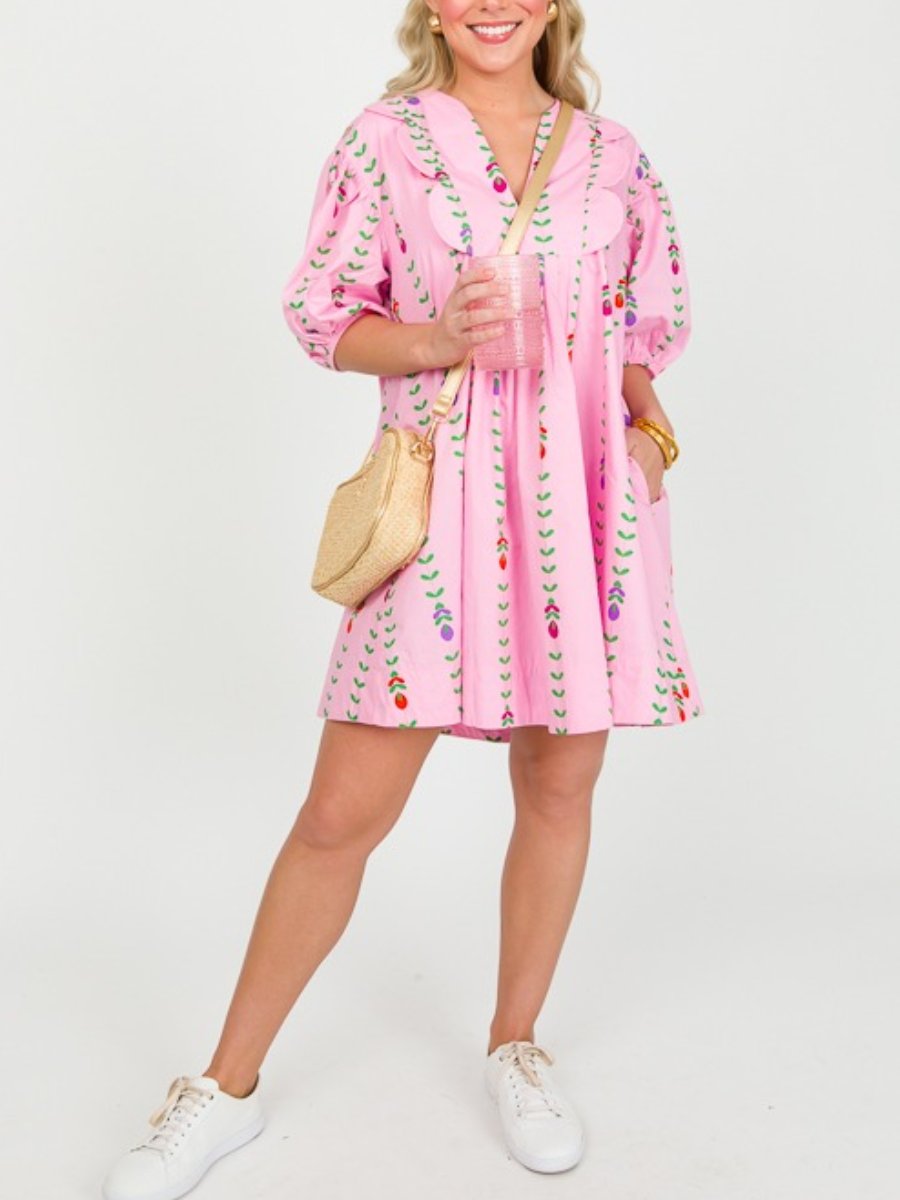 Flower Vine Scallop Dress