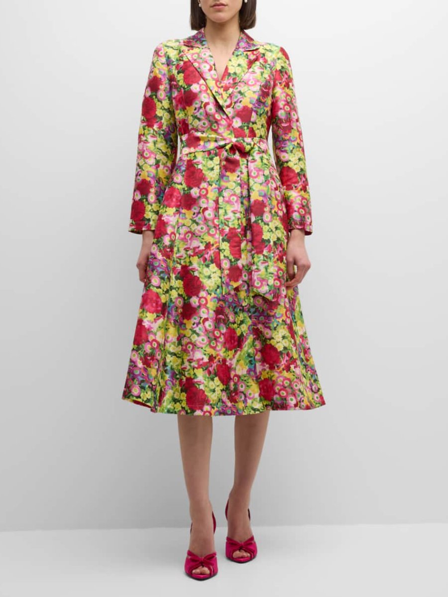 Elegant Floral Wrap Dress Coat