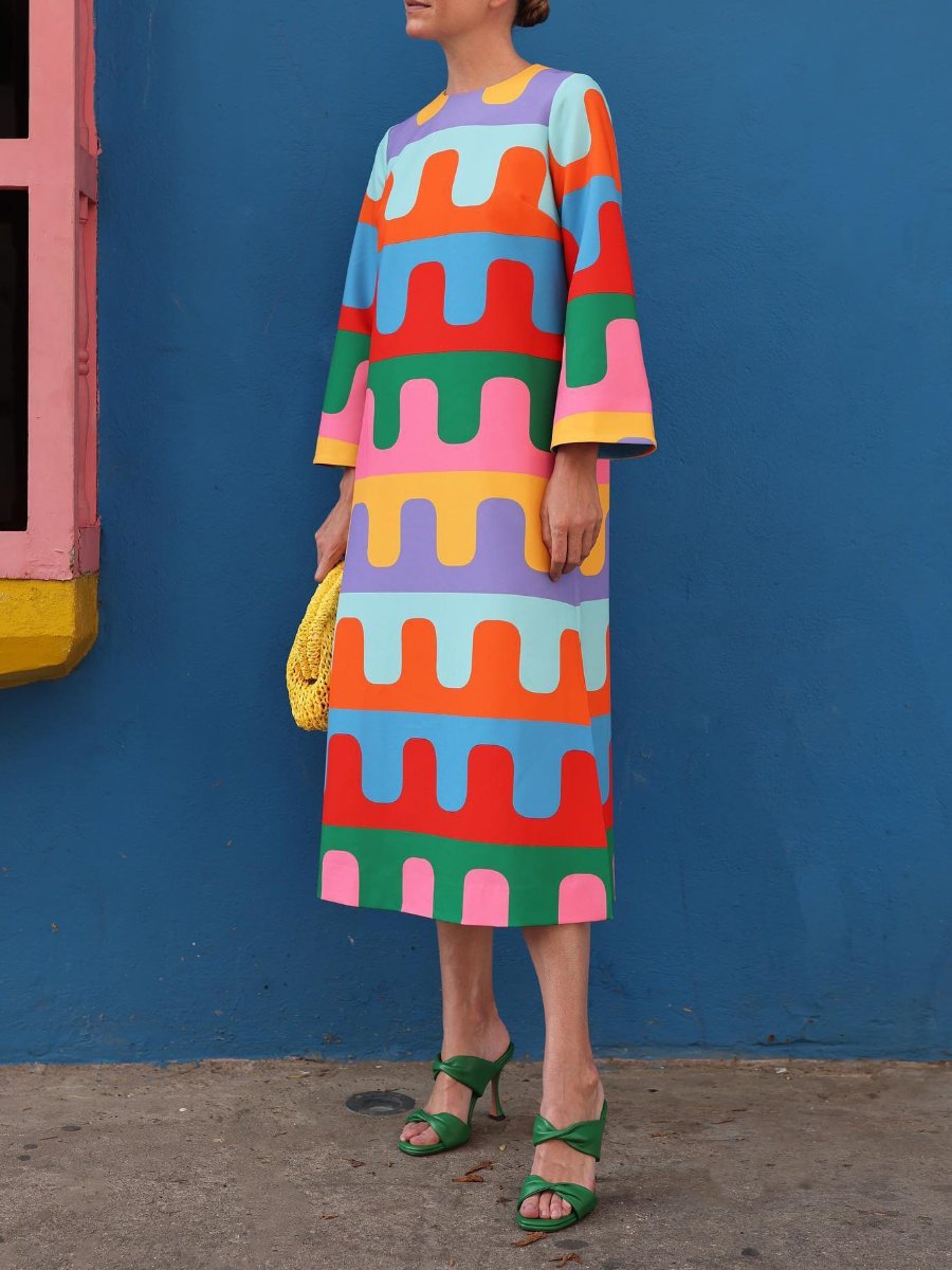 Vibrant Placement Print Dress
