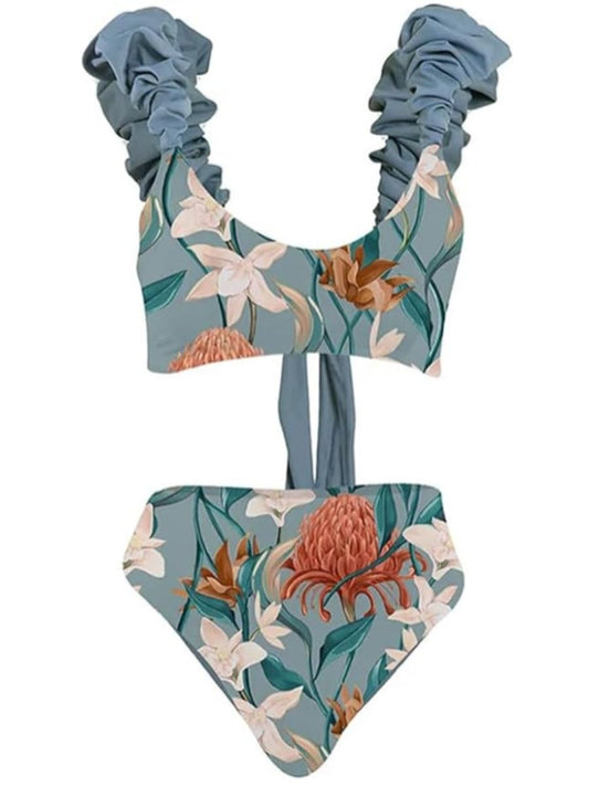 Floral Print Two Piece Bathing Suits