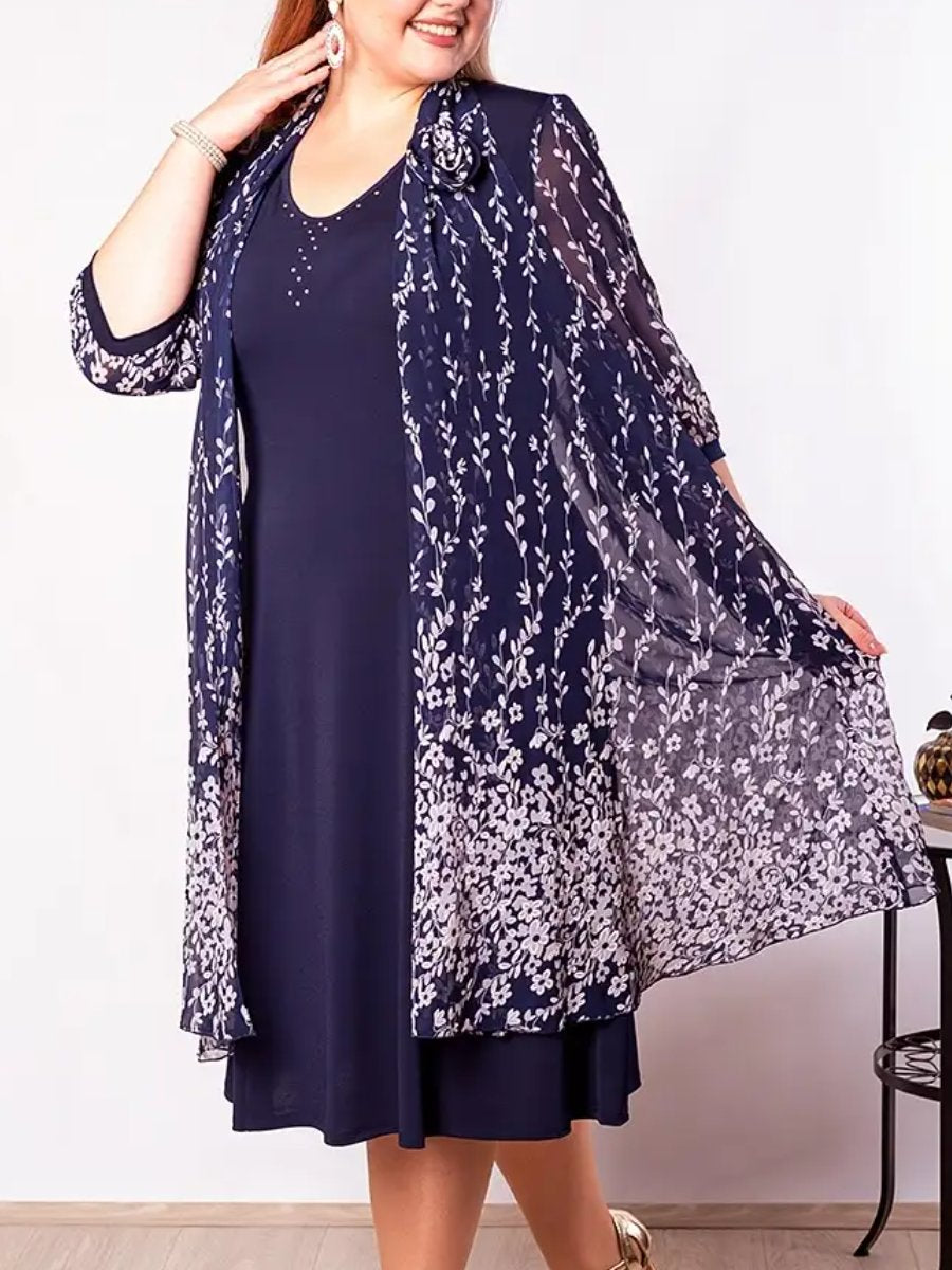 Elegant Chiffon Dress with Outerwear