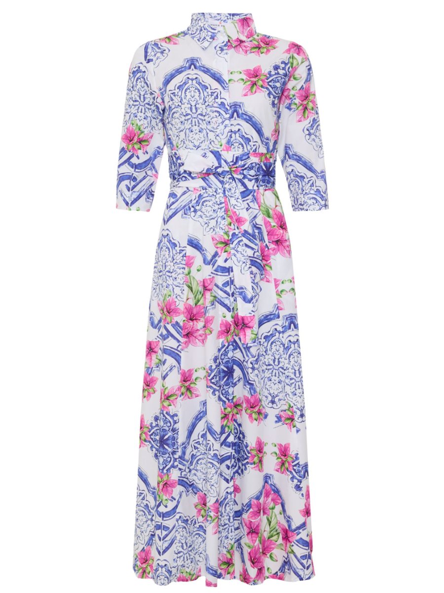 Floral Printed Cotton Shirt Dress