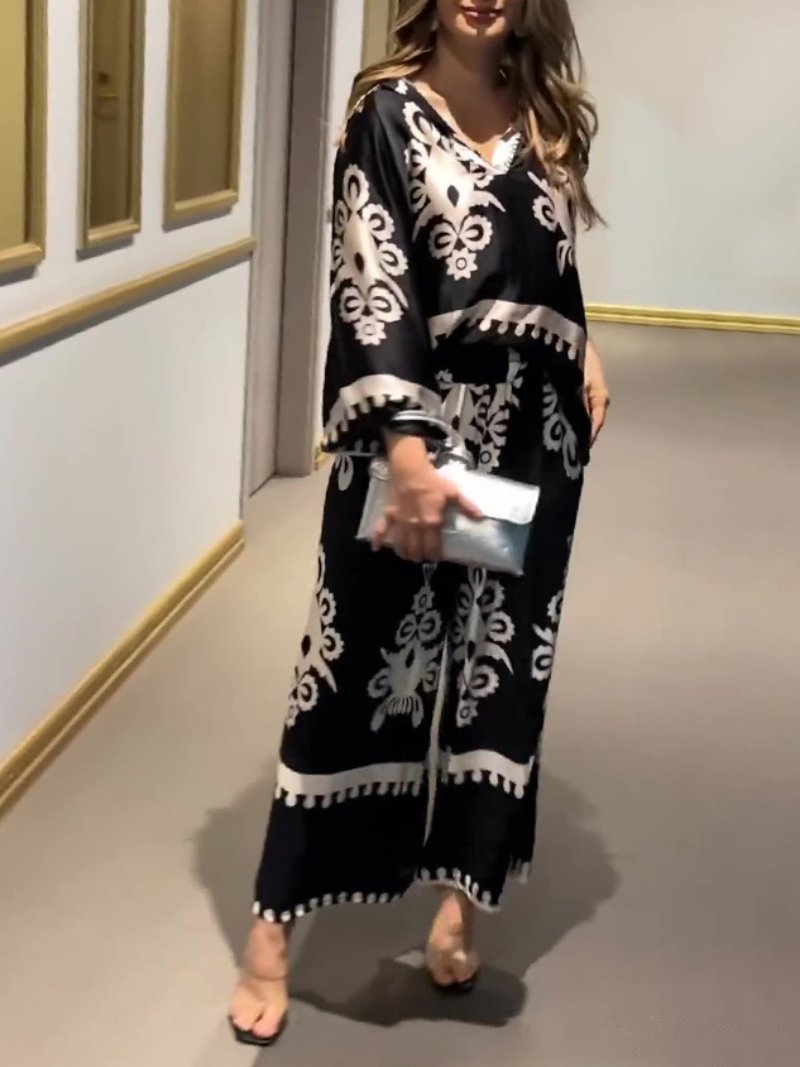 Printed Long Sleeve Top and Trousers Two Piece Set