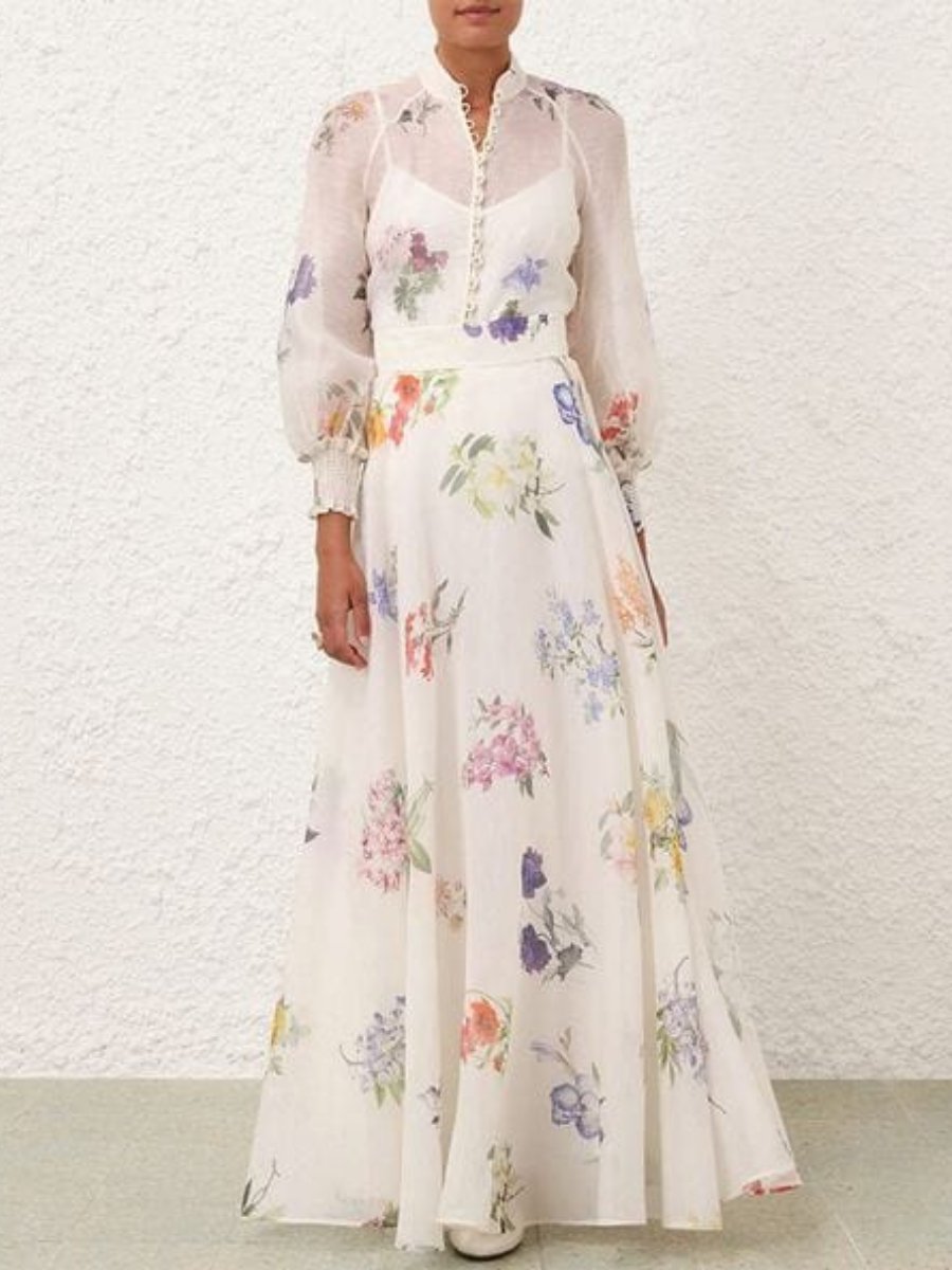Floral Print Button Two-piece Set