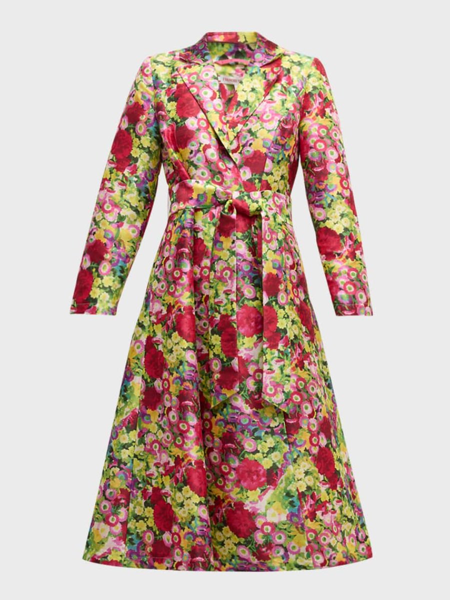 Elegant Floral Wrap Dress Coat