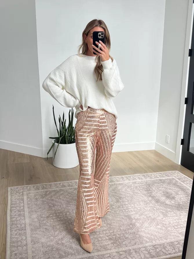 Glitter Sequin Wide Leg Palazzo Pants