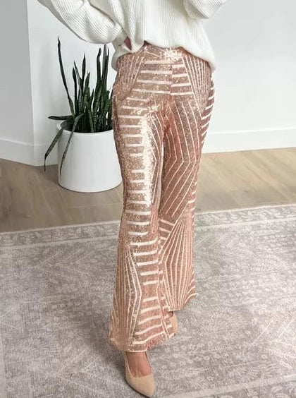 Glitter Sequin Wide Leg Palazzo Pants