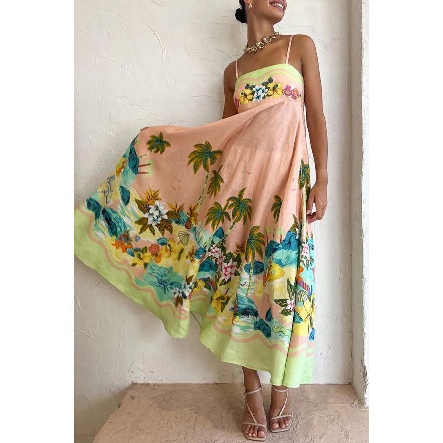 Coconut linen print dress