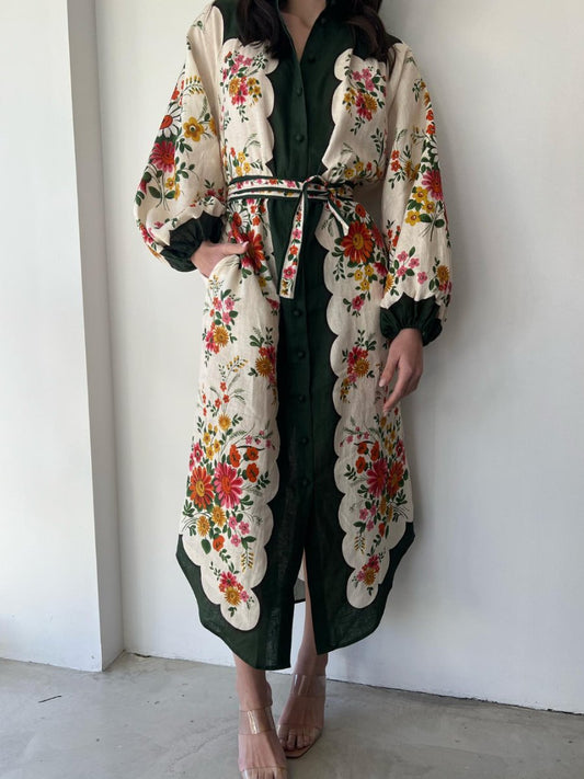 (⏰Last Day Promotion $10 OFF) Elisabetta linen midi shirtdress