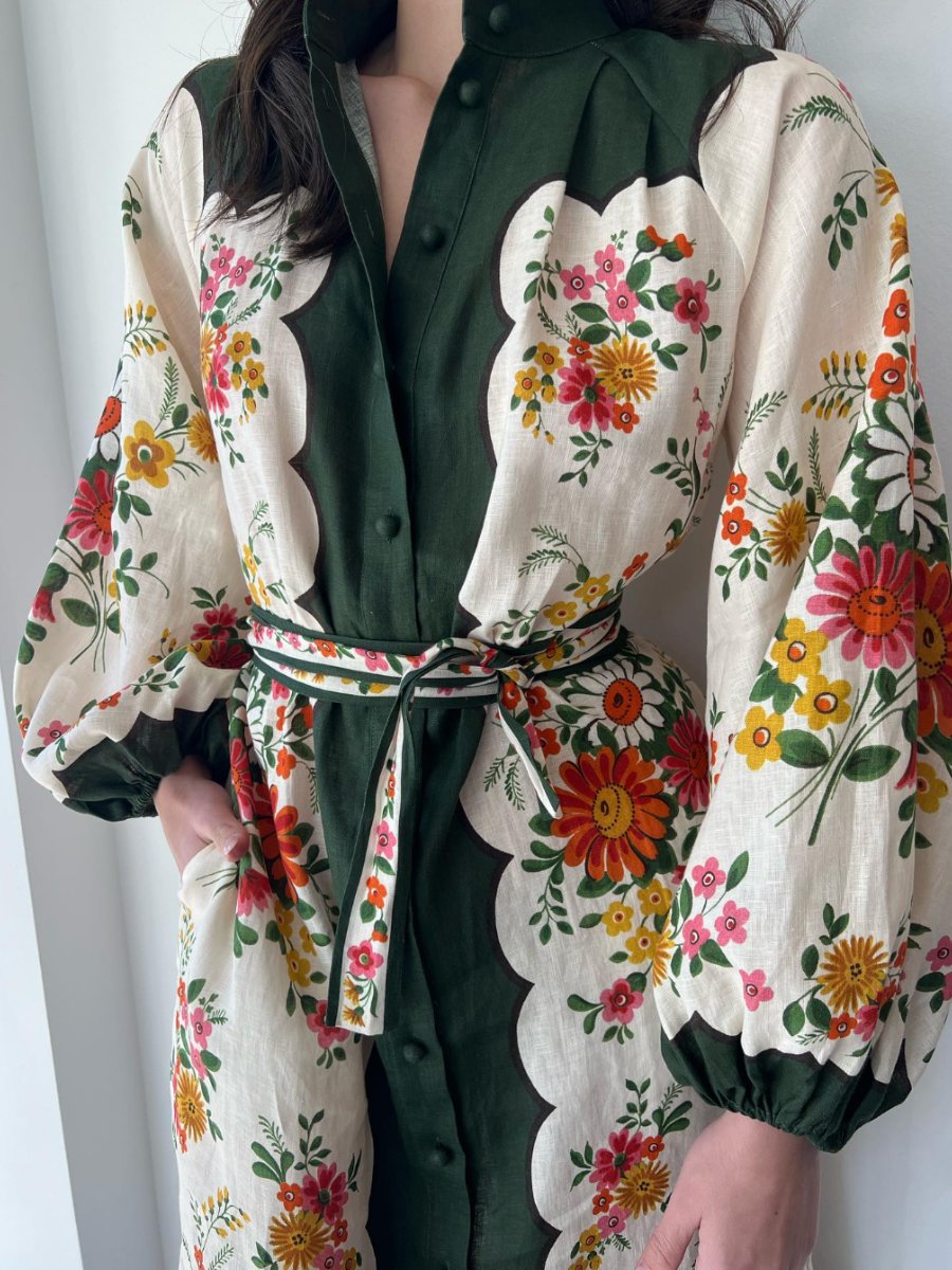 (⏰Last Day Promotion $10 OFF) Elisabetta linen midi shirtdress