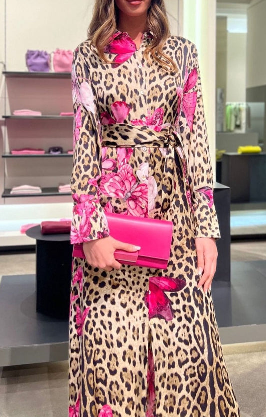 Leopard Floral Print Dress