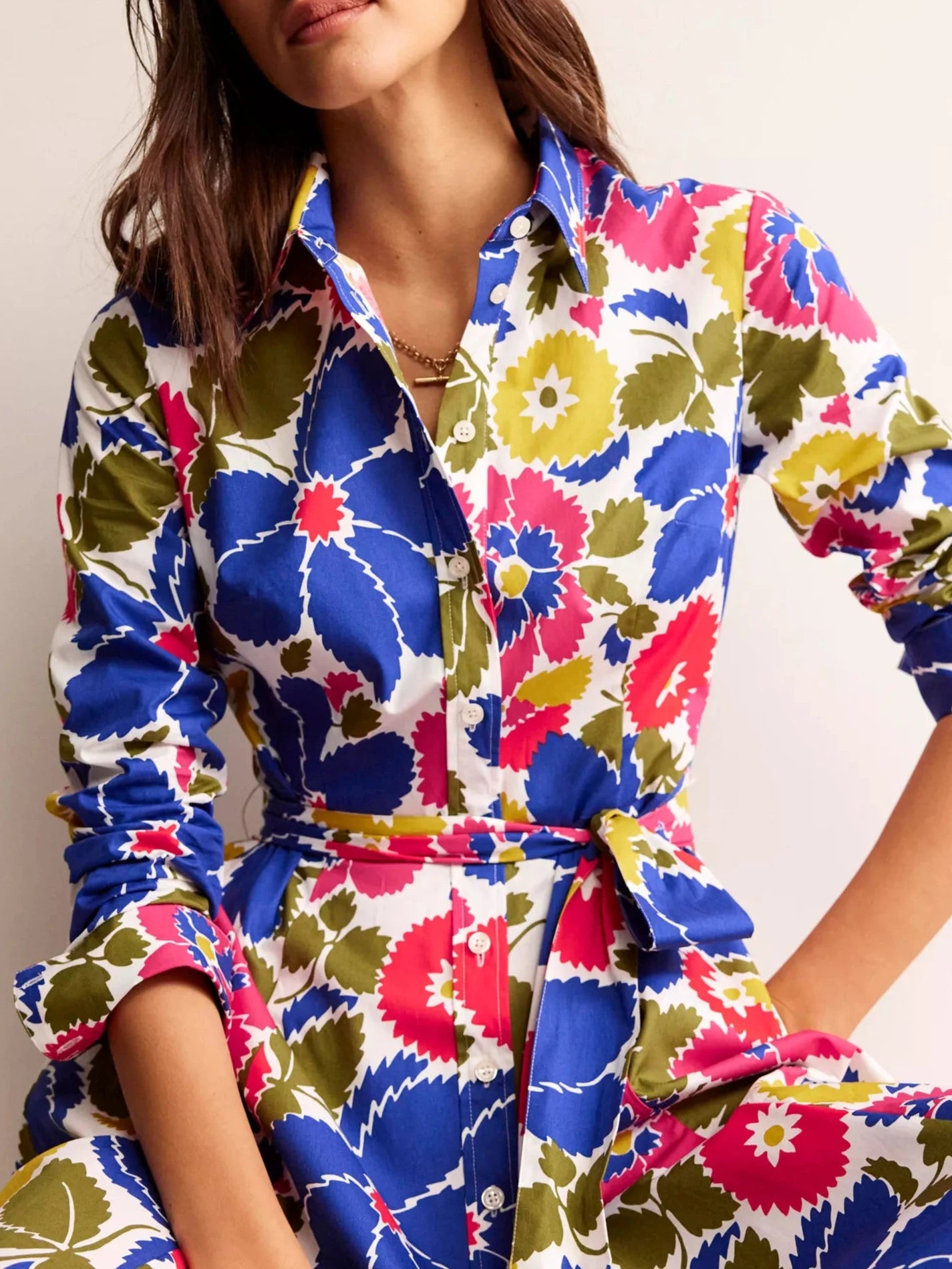 Multi Floral Midi Shirt Dress