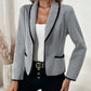 Grey Long Sleeve V-Neck Outerwear