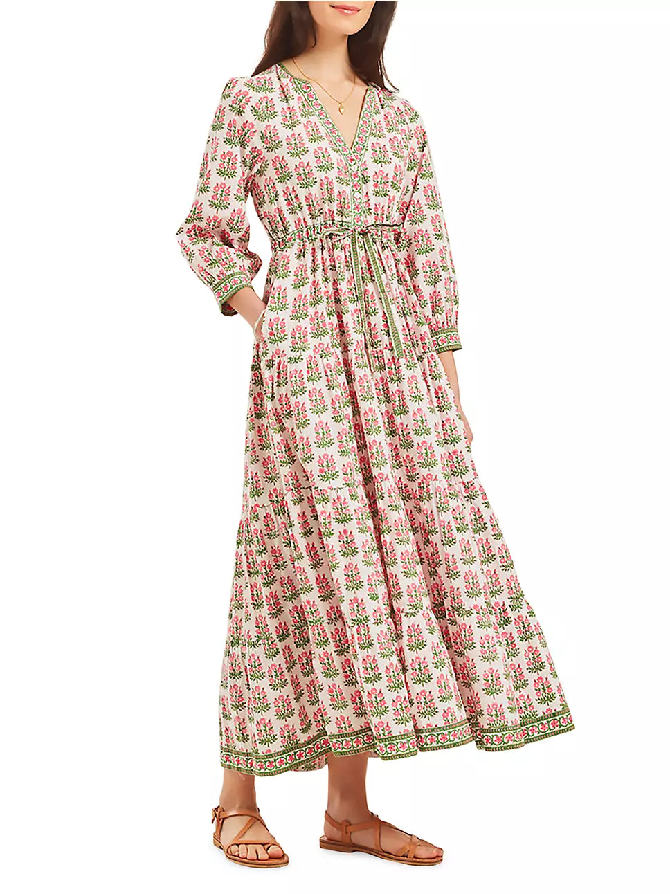 Pink Hollyhock Bouquet Maria Dress