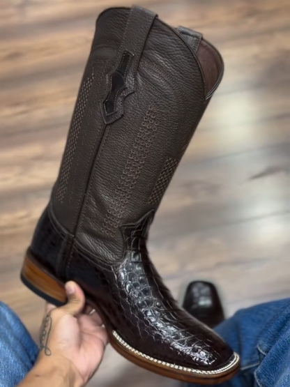 Men's Coffee Crocodile Western Cowboy Boots