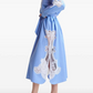 Blue Stripe Embroidered Shirt Dress