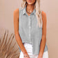 Linen Button-Down Sleeveless Shirt