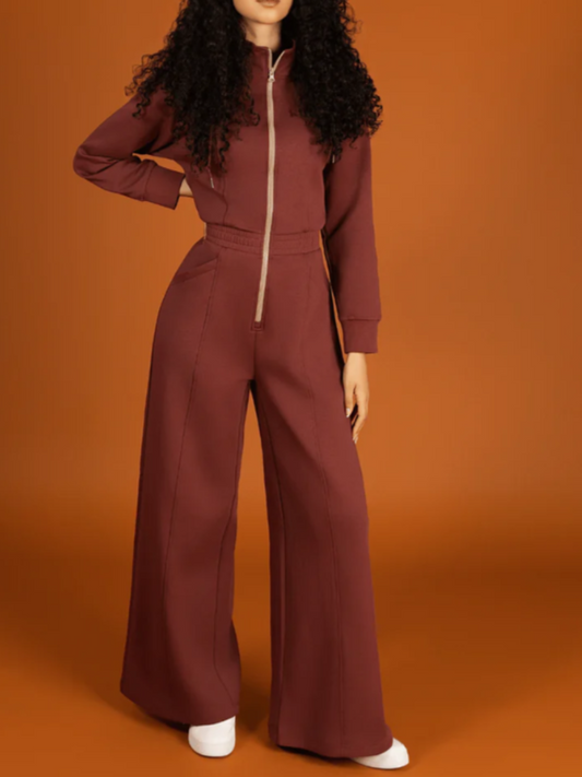 Comfy Hooded Zip Jumpsuit