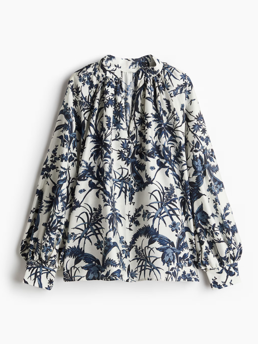 Balloon Sleeve Cotton Blouse