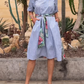Striped Colorful Leaf Print Shirt Dress