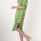 Stand Collar Printed Slit Hem Dress