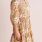 Floral Print V-neck Tiered Mini Dress