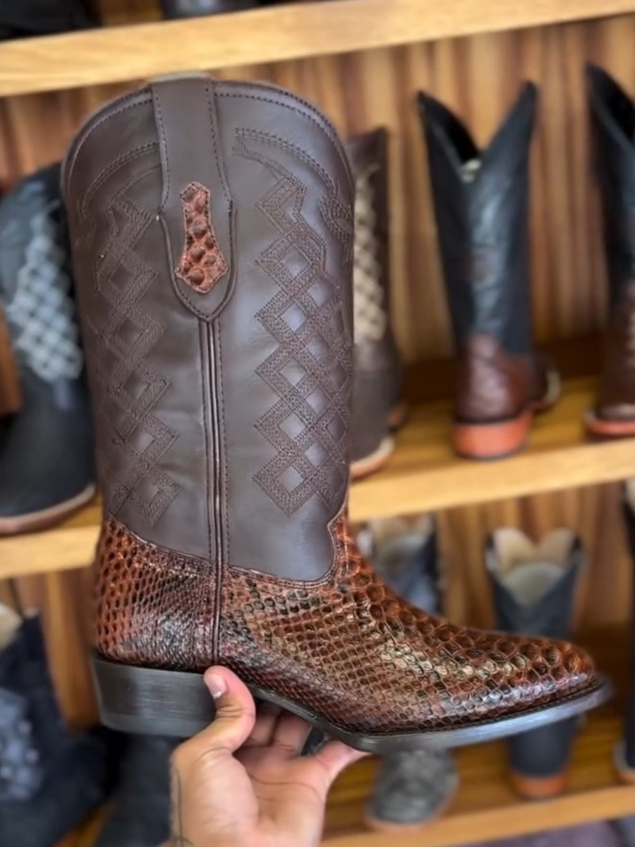 Men's Python Leather Western Cowboy Boots