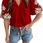 Adorable Embroidered Lantern Sleeve Top