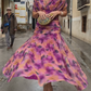 Elegant Floral Elastic Flowy Dress