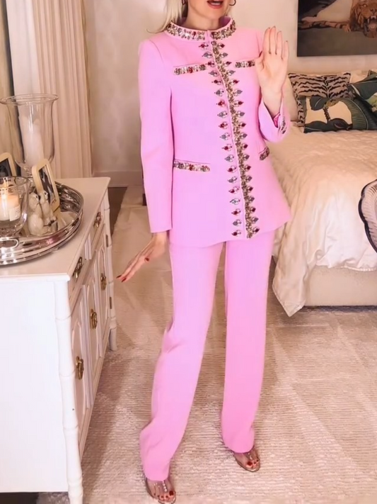 Pink Crystals Blazer Set