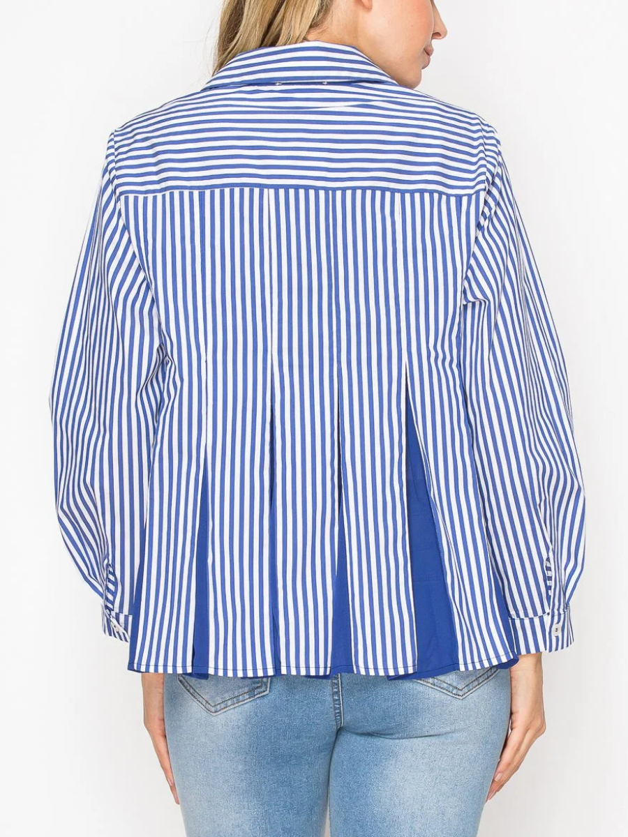 Blue Striped Shirt Top