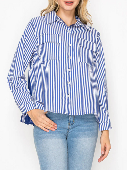 Blue Striped Shirt Top