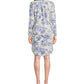 Printed Split V-Neck Long Sleeve Dress